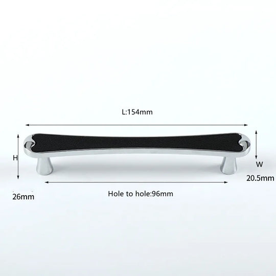 Modern Black and Red Leather Cabinet Handle – Zinc Alloy Pulls for Wardrobes and Cupboards (96mm/128mm)