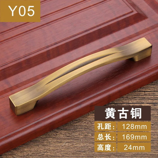 Antique Yellow Bronze Cabinet Handles – Brushed Vintage Drawer Pulls