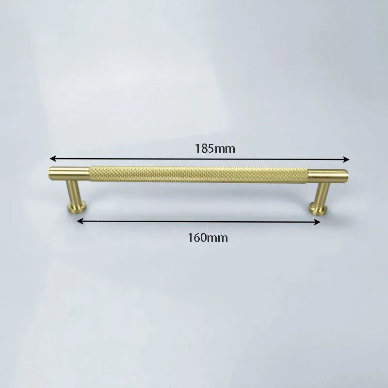 Knurled Brass Wardrobe Handles – Modern Pull Bars for Cabinets and Drawers