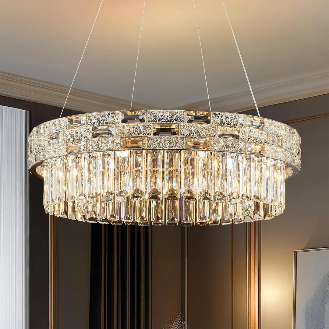 Modern Gold Crystal Chandelier for Dining & Living Spaces