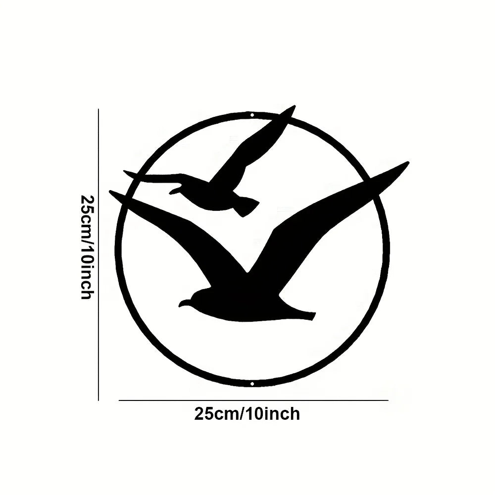 Seaside Seagulls Black Metal Wall Art Decor