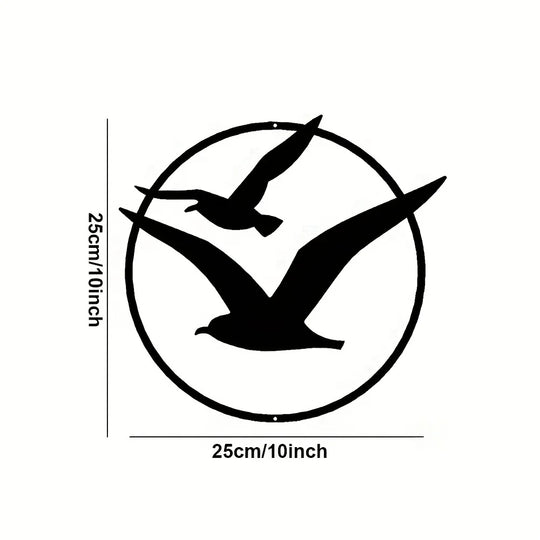 Seaside Seagulls Black Metal Wall Art Decor