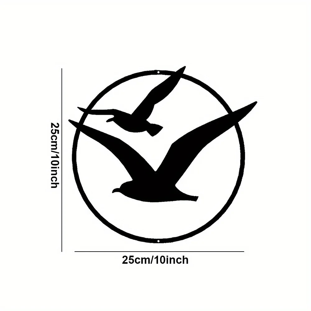 Seaside Seagulls Black Metal Wall Art Decor