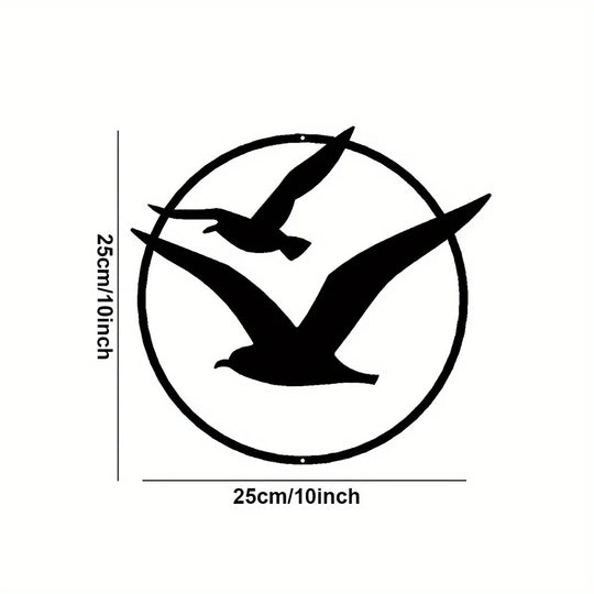 Seaside Seagulls Black Metal Wall Art Decor