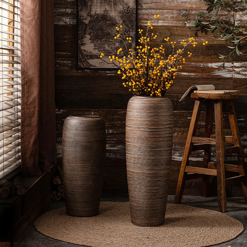 Large Floor Standing Ceramic Vase for Living Room and Courtyard Decor