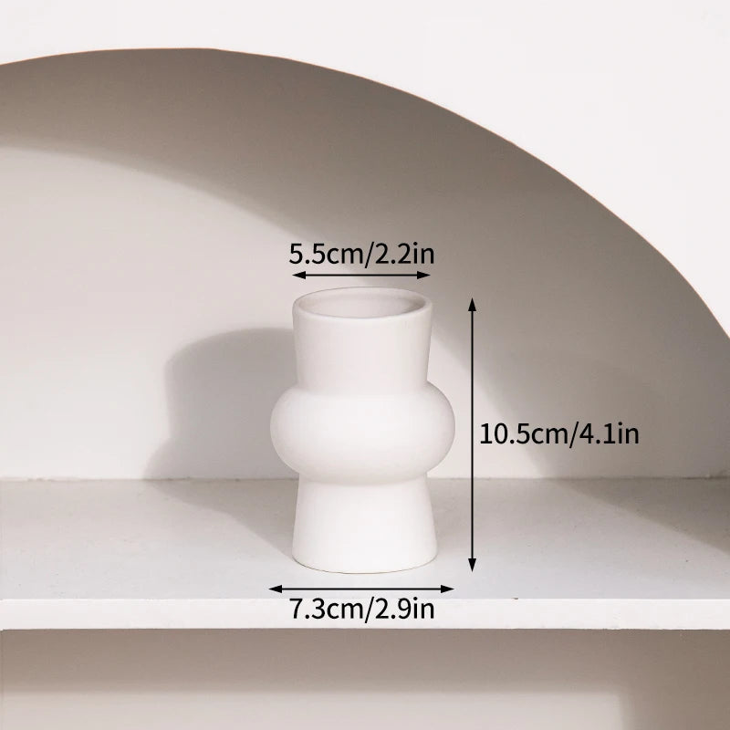 White Ceramic Vase Modern Minimalist Decorative Flower Vase