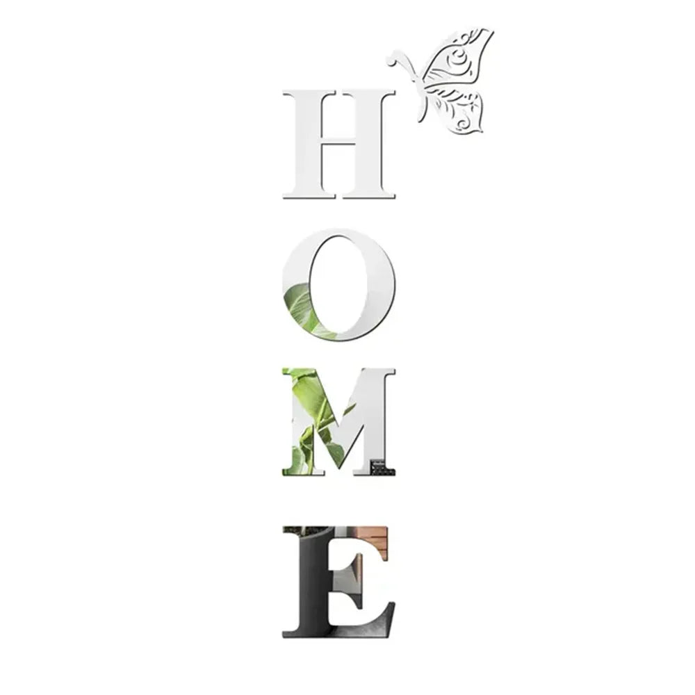 Home Logo 3D Mirror Wall Sticker for Entrance Decor