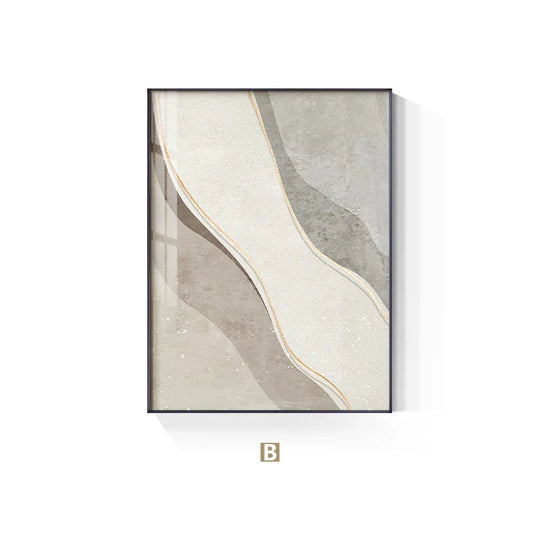 Minimalist Neutral Grey Beige Abstract Canvas Wall Art Unframed