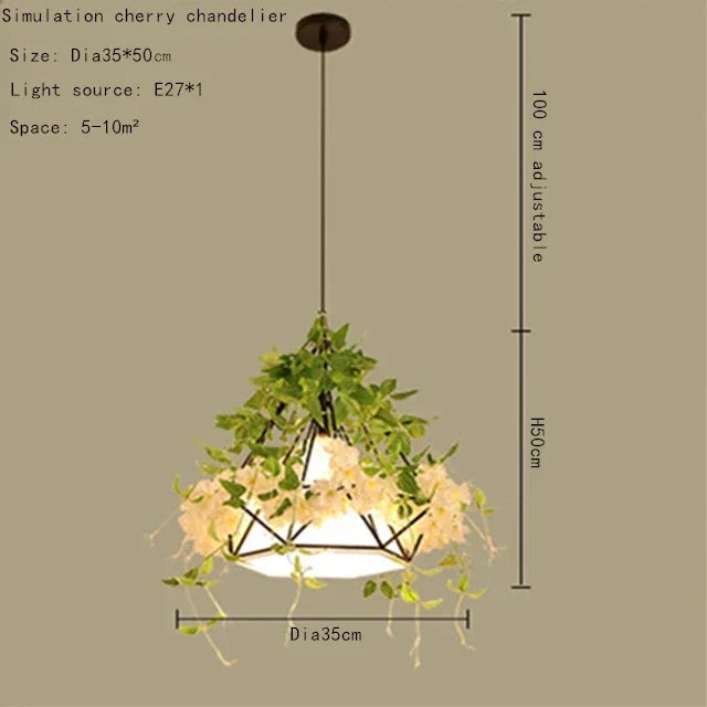 Emily Industrial Cherry Blossom Chandelier – White Pendant Light