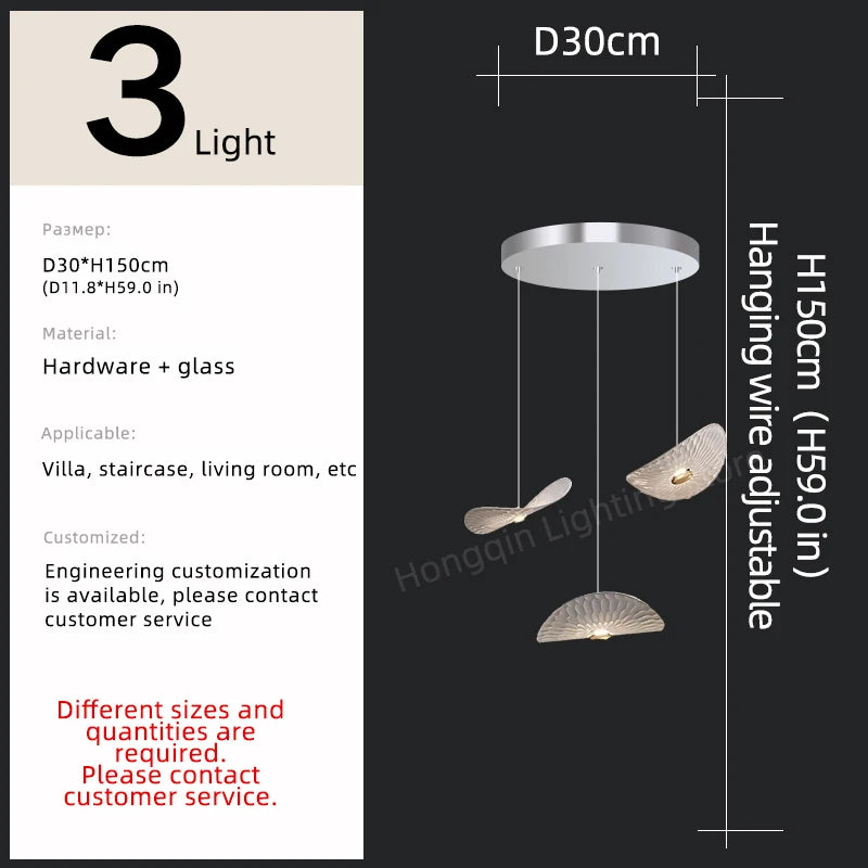 Modern Crystal Glass Stair Chandelier – High Ceiling Pendant Light