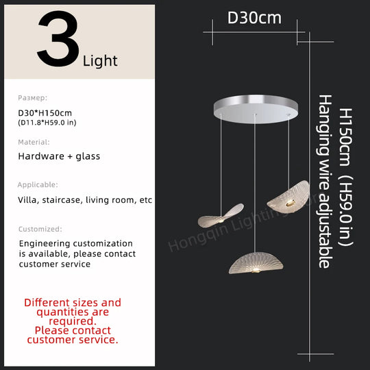 Modern Crystal Glass Stair Chandelier – High Ceiling Pendant Light