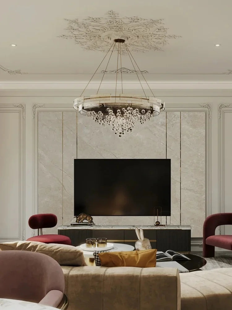 Designer Bubble Glass Chandelier with Wind-Chime Cluster Lighting