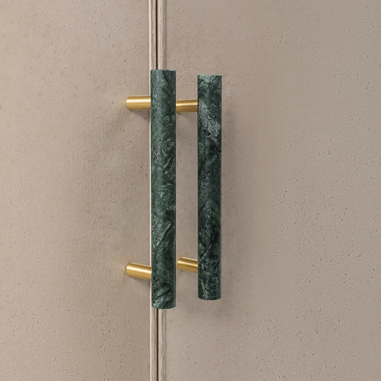 Green and White Marble Cabinet Handles – Luxury Brass-Based Pulls for Furniture (50mm-200mm)