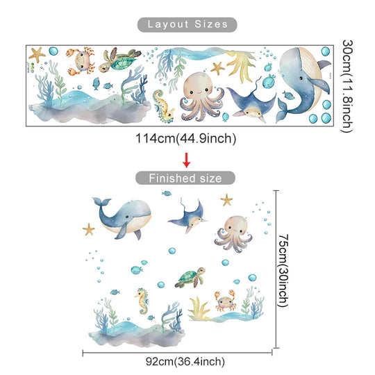 Ocean Dreams Watercolor Nursery Wall Decals