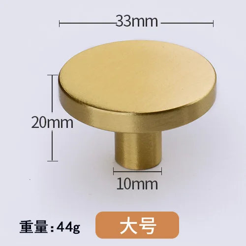 Pure Brass Cabinet Handles – Brushed Gold Single-Hole Knobs