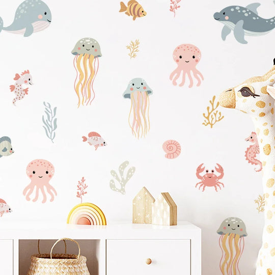 Ocean Dreams Watercolor Nursery Wall Decals