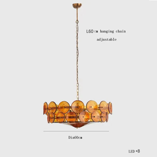 French Retro Colored Glass Pendant Light for Living & Dining Room