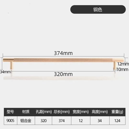 Long Knurled Aluminum Alloy Cabinet Handles – Modern T-Bar Pulls for Furniture