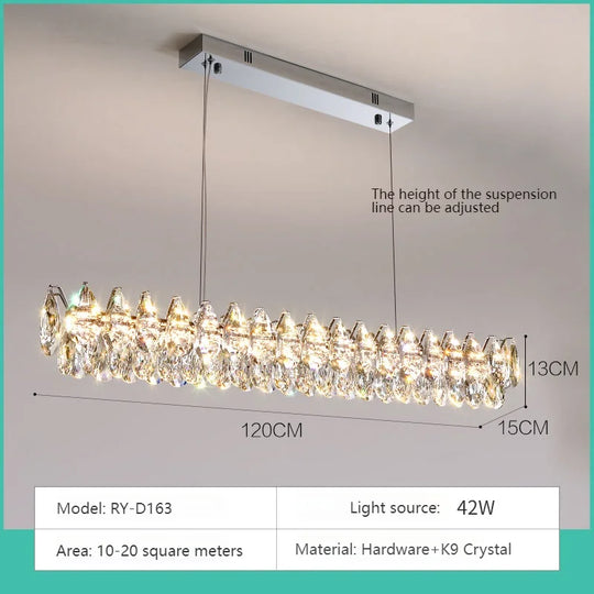Modern Crystal Bar Pendant Light – Designer Silver Line-Shaped Ceiling Lamp