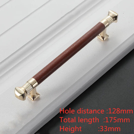 Modern Leather and Zinc Alloy Cabinet Handle – Elegant Pulls for Kitchen, Wardrobe, and Furniture (96mm)