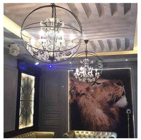 Birdcage Iron Crystal LED Pendant Lamp