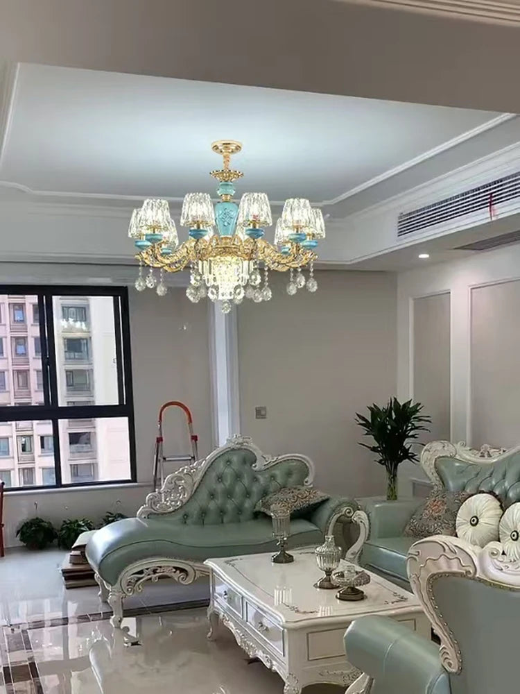Luxury Umbrella Crystal Chandelier – European-Style Pendant for Villas & Hotels
