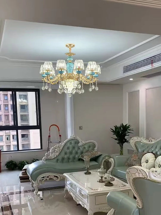 Luxury Umbrella Crystal Chandelier – European-Style Pendant for Villas & Hotels