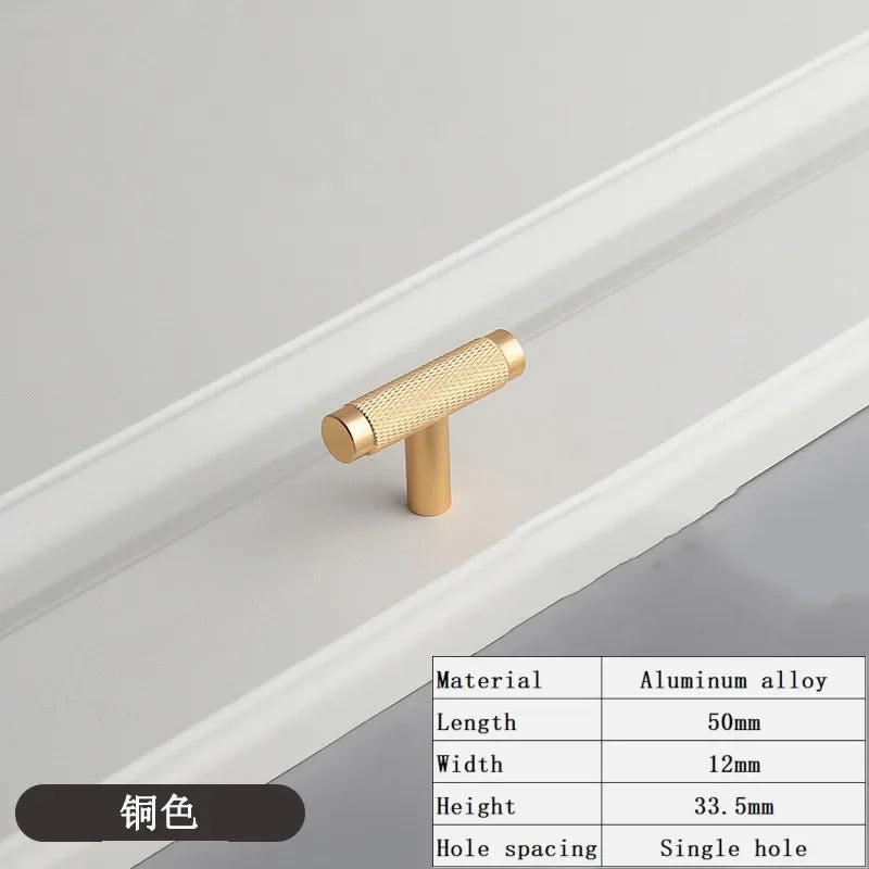 Long Knurled Aluminum Alloy Cabinet Handles – Modern T-Bar Pulls for Furniture