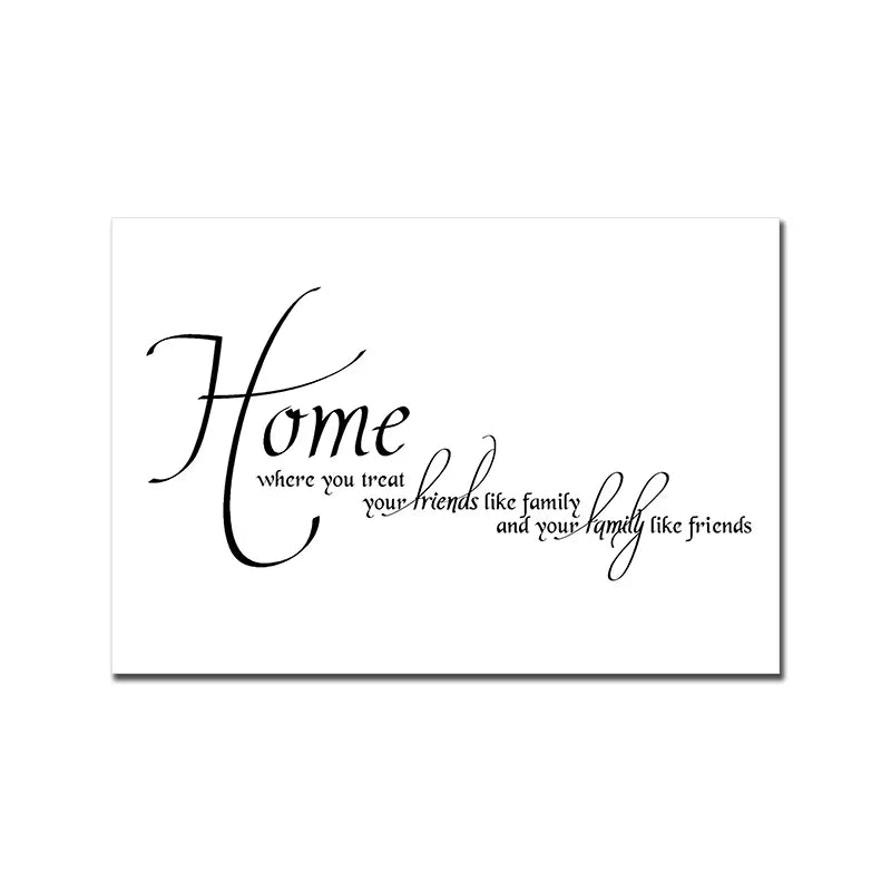 Love Family Home Quote Black White Canvas Wall Art