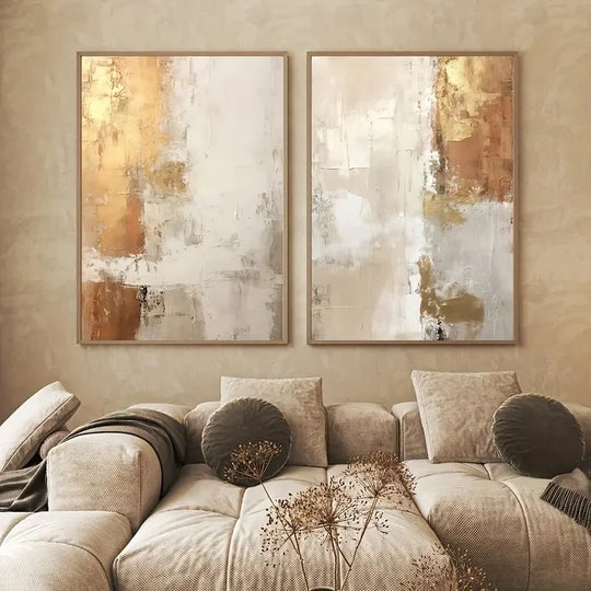 Golden Sand Abstract Canvas Wall Art Set