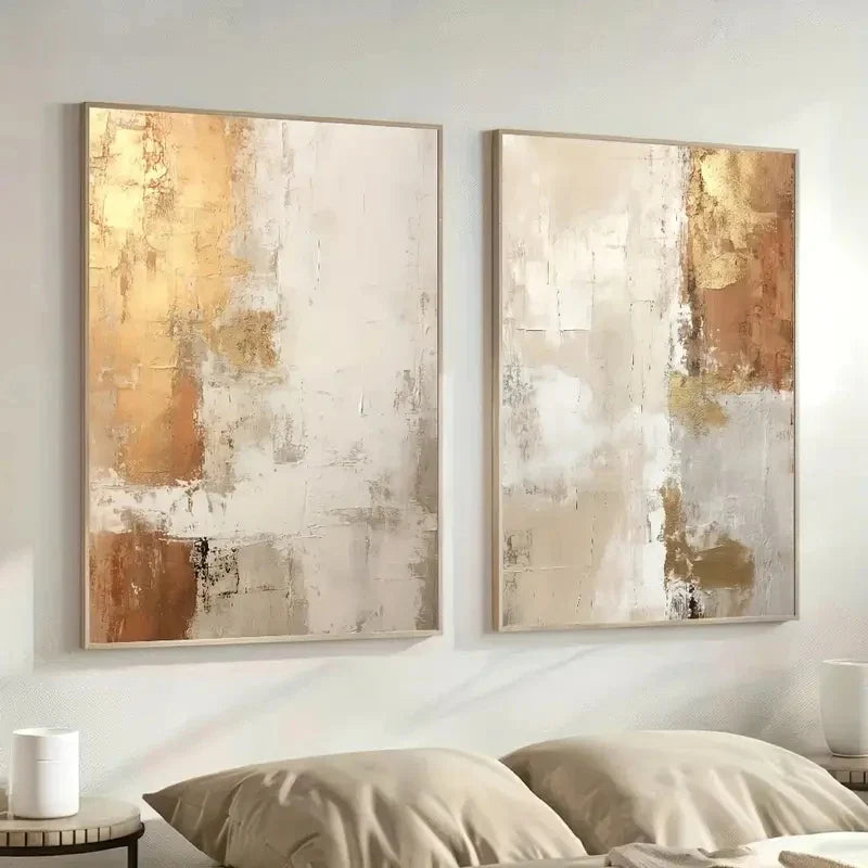 Golden Sand Abstract Canvas Wall Art Set