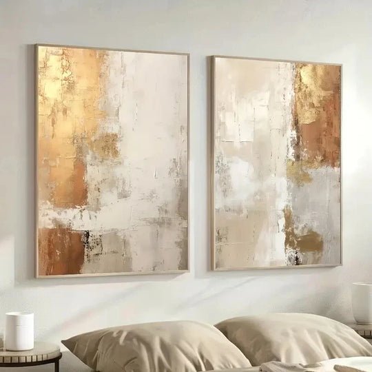 Golden Sand Abstract Canvas Wall Art Set
