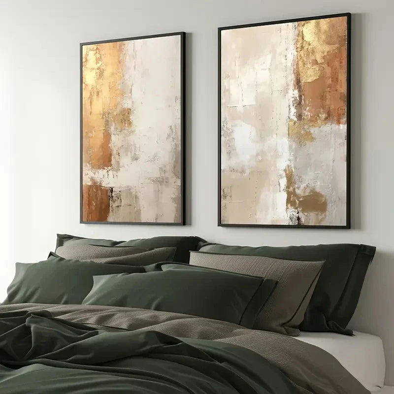Golden Sand Abstract Canvas Wall Art Set