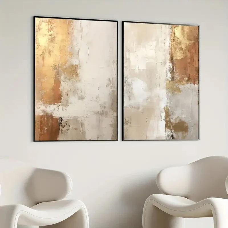 Golden Sand Abstract Canvas Wall Art Set