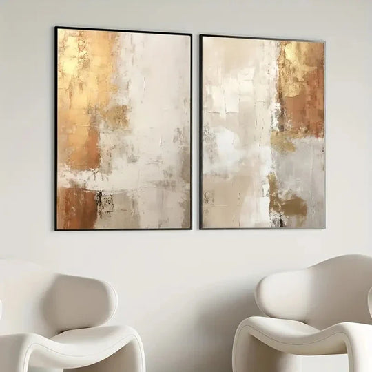 Golden Sand Abstract Canvas Wall Art Set