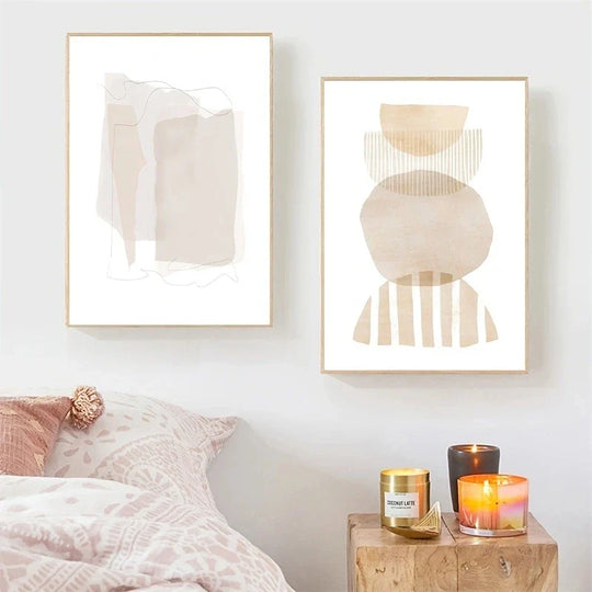 Set of 2 Minimalist Nordic Abstract Canvas Wall Art