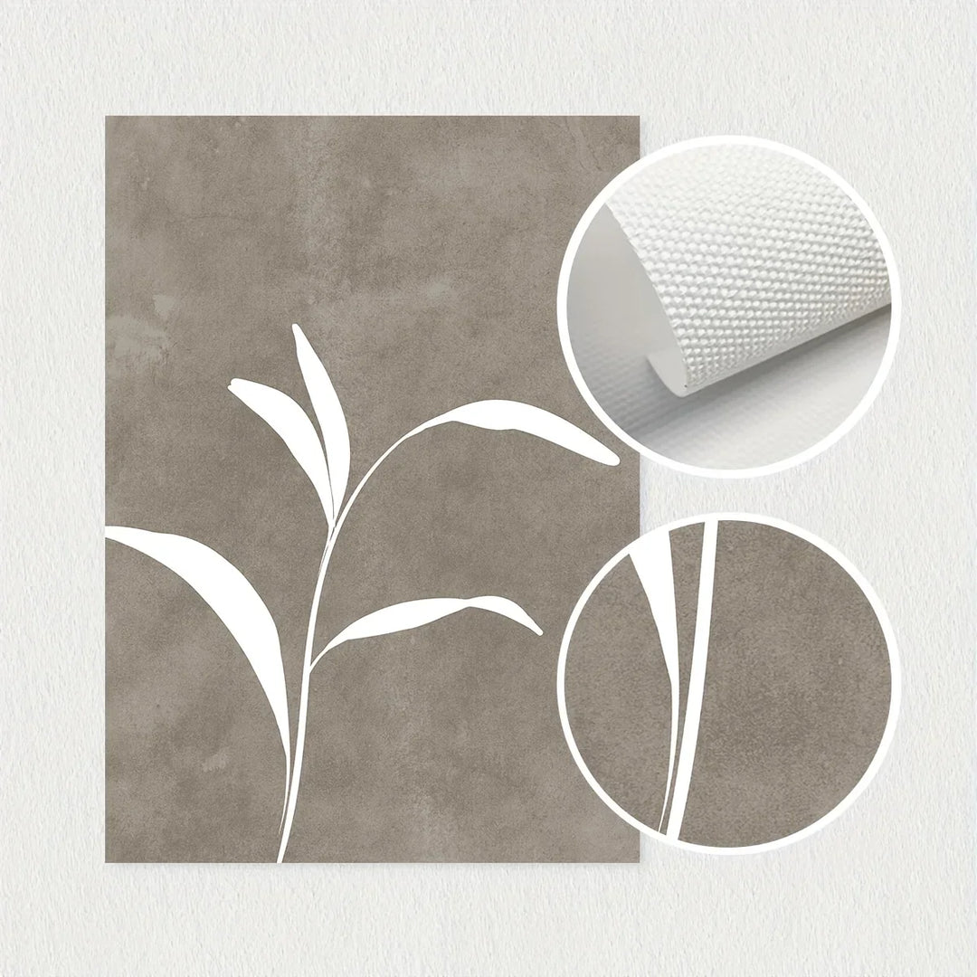Beige White Botanical Abstract Canvas Wall Art Set