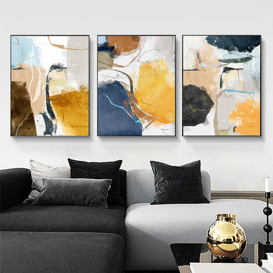 Set of 3 Colorful Abstract Canvas Wall Art Prints