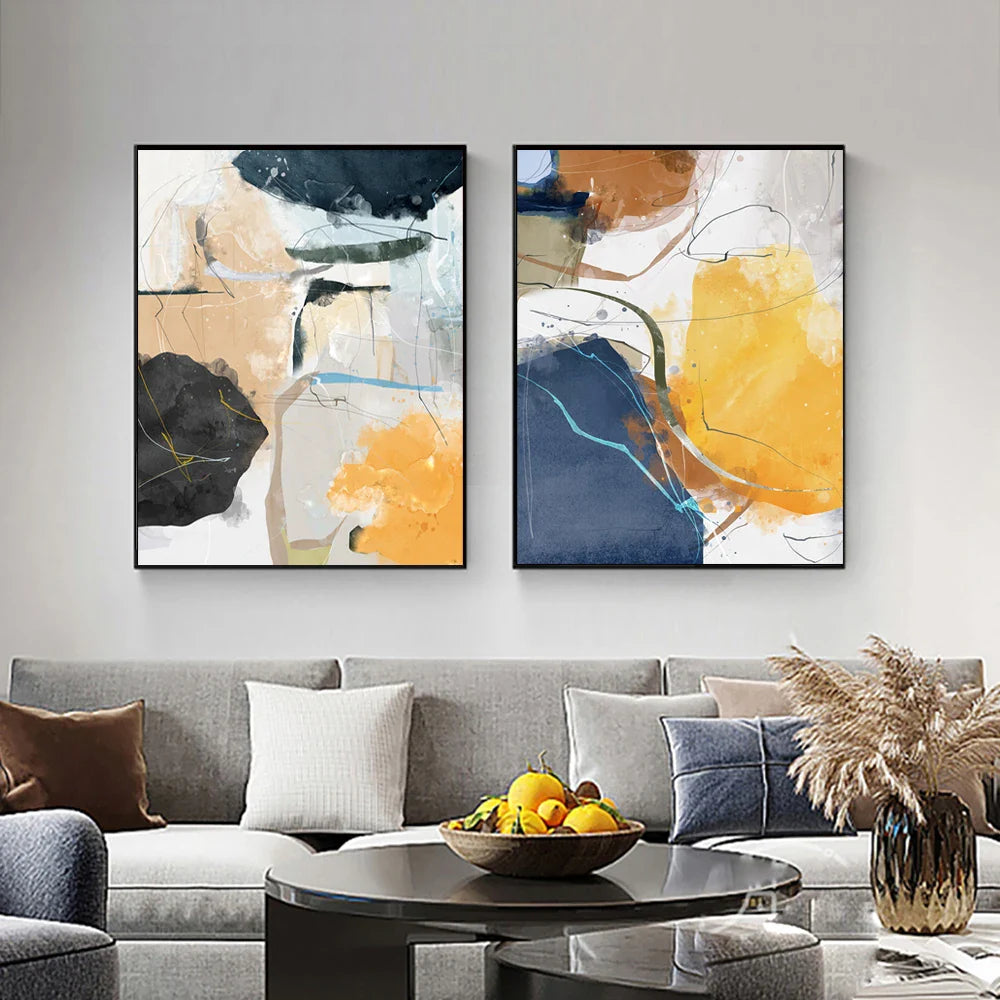 Set of 3 Colorful Abstract Canvas Wall Art Prints