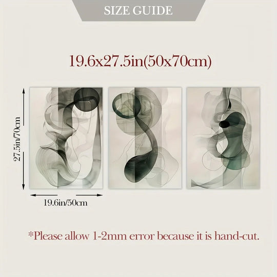 Flowing Ink Abstract Neutral Canvas Wall Art Set