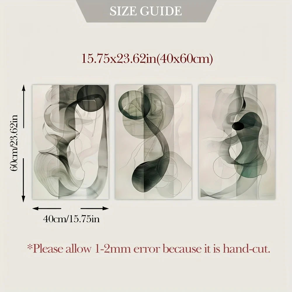 Flowing Ink Abstract Neutral Canvas Wall Art Set