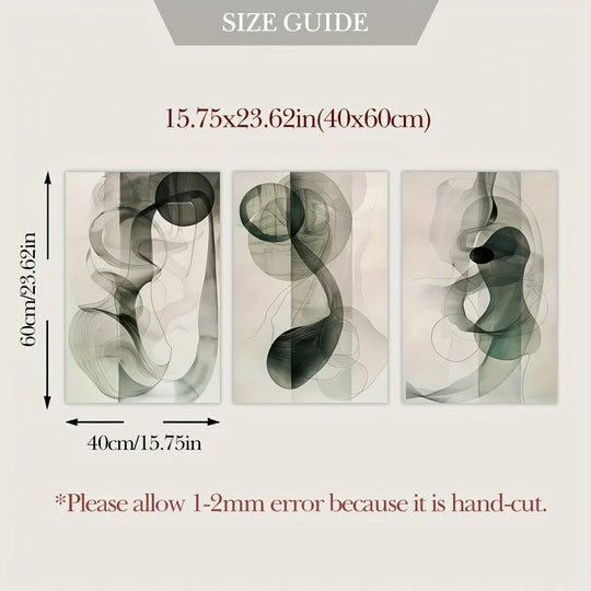 Flowing Ink Abstract Neutral Canvas Wall Art Set