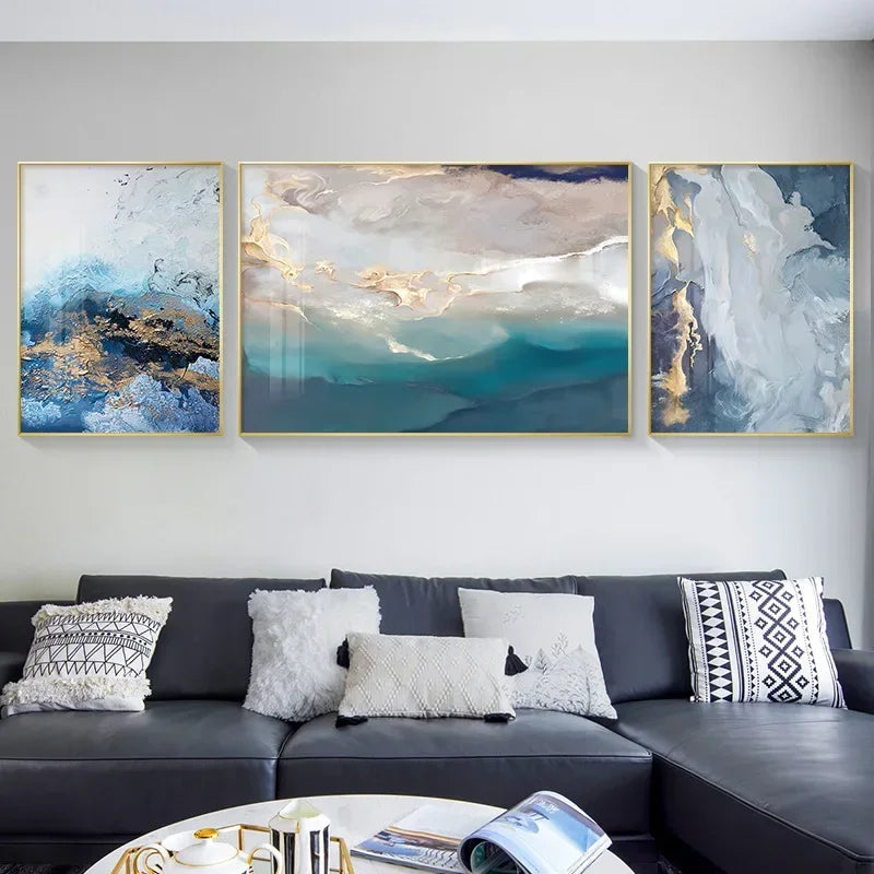 Set of 3 Abstract Triptych Canvas Wall Art Prints