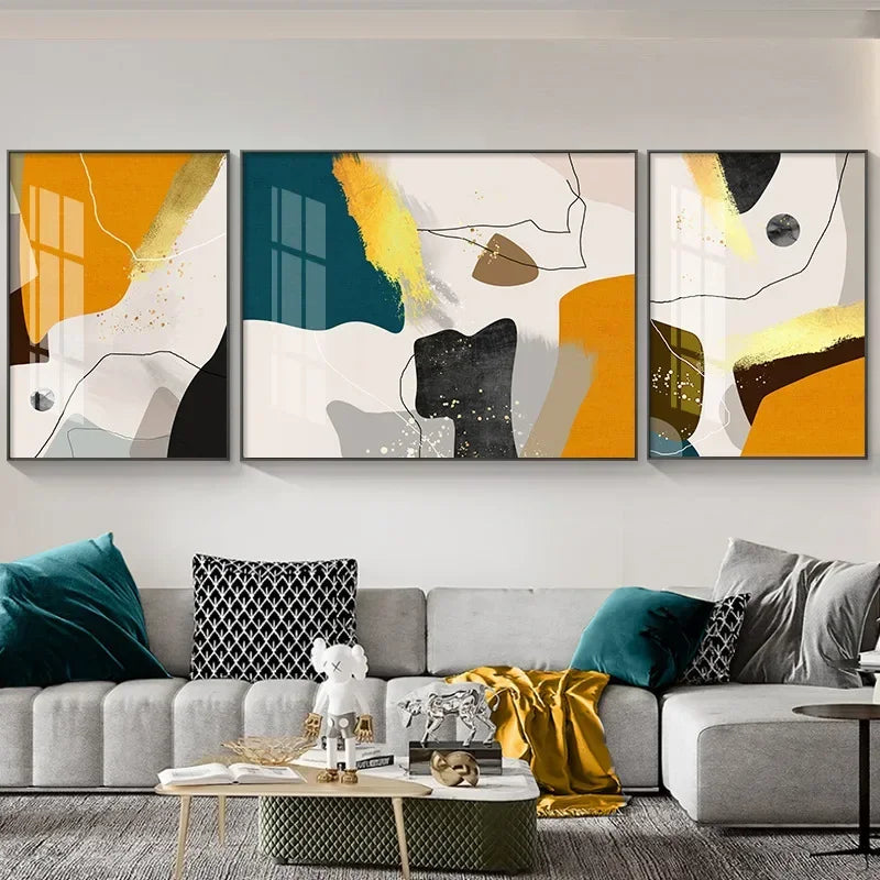 Set of 3 Abstract Triptych Canvas Wall Art Prints