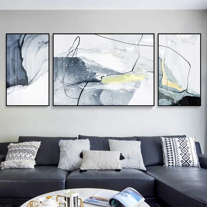 Set of 3 Abstract Triptych Canvas Wall Art Prints