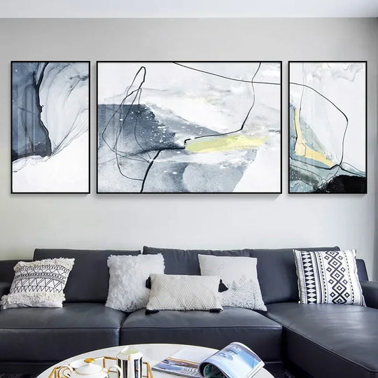 Set of 3 Abstract Triptych Canvas Wall Art Prints