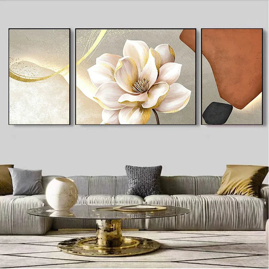 Set of 3 Modern Botanical Abstract Canvas Wall Art