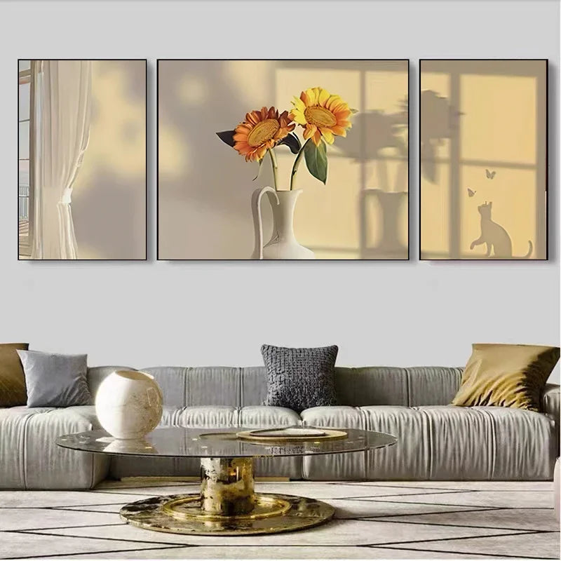 Set of 3 Modern Botanical Abstract Canvas Wall Art