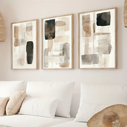 Neutral Tones Abstract Canvas Wall Art Set