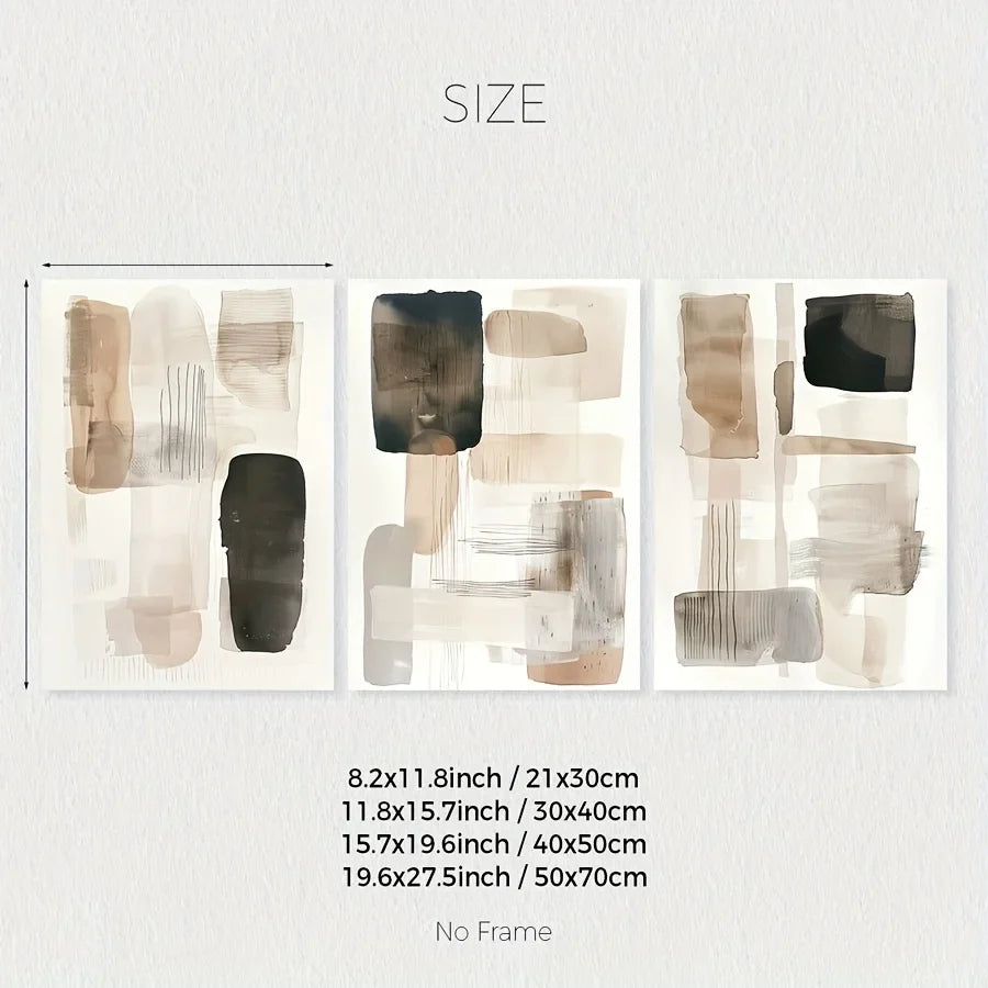 Neutral Tones Abstract Canvas Wall Art Set